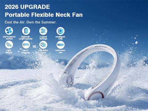 "Portable Bladeless Neck Fan - Rechargeable USB Cooling Fan for Outdoor Sports, Home, Office, and Travel"
