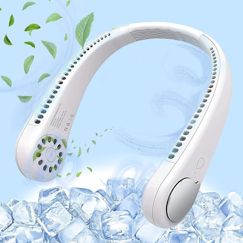 "Portable Bladeless Neck Fan - Rechargeable USB Cooling Fan for Outdoor Sports, Home, Office, and Travel"