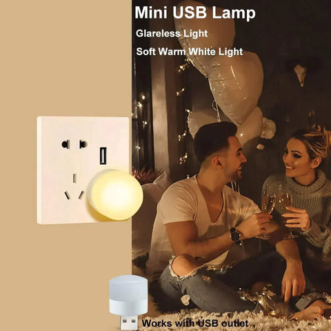Mini LED Night Light Power Bank Charging USB Book Lights Small Round Reading Desk Lamp Bulb
