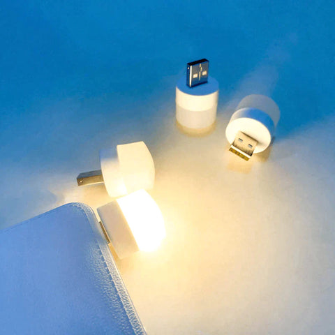 Mini LED Night Light Power Bank Charging USB Book Lights Small Round Reading Desk Lamp Bulb