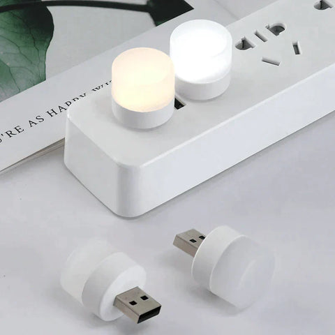 Mini LED Night Light Power Bank Charging USB Book Lights Small Round Reading Desk Lamp Bulb