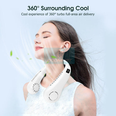 "Portable Bladeless Neck Fan - Rechargeable USB Cooling Fan for Outdoor Sports, Home, Office, and Travel"